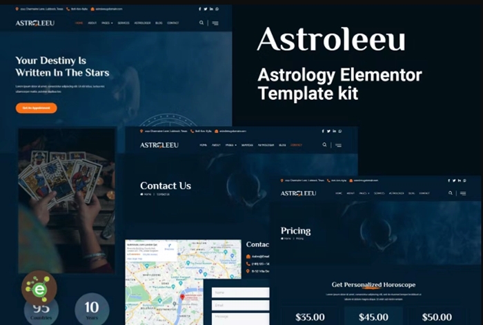 Astroleeu - Astrology & Numerology Elementor Template Kit 1.0.0