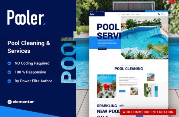 Pooler – Swimming Pool Cleaning Services Elementor Pro Template Kit 1.0.0