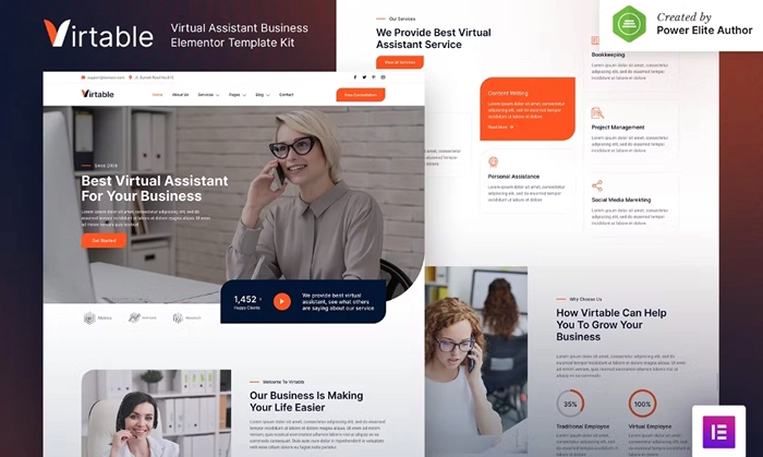 Virtable – Virtual Assistant Business Elementor Template Kit 1.0.0