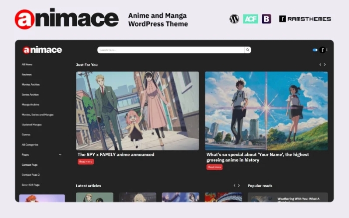 ANIMACE – Anime and Manga WordPress Theme 1.0.5