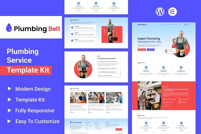 Plumbing Bolt – Plumbing Services Elementor Template Kit 1.0.0