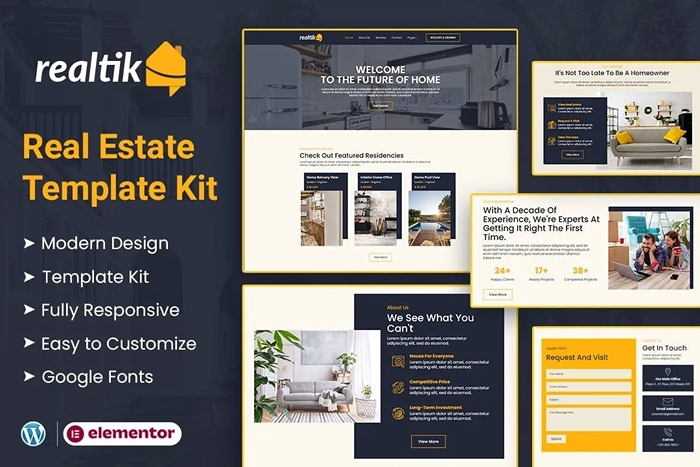 Realtik – Real Estate & Property Sales Elementor Template Kit 1.0.0