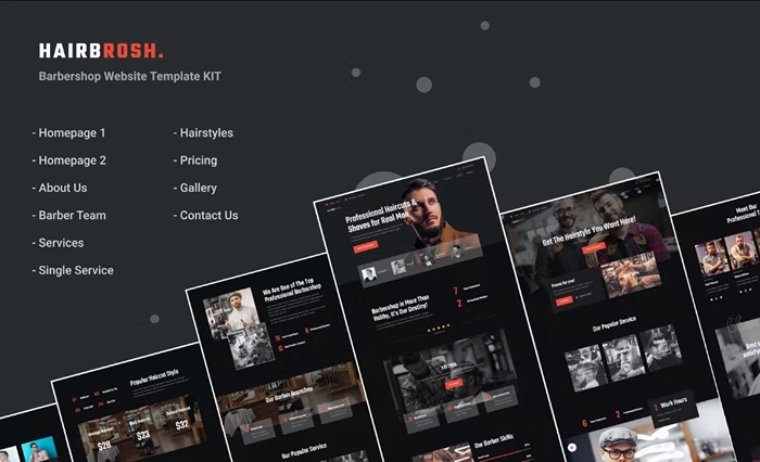 Hairbrosh – Barbershop & Hair Salon Elementor Template Kit 1.0.0