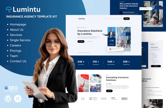 Lumintu – Insurance Agency Elementor Template Kit 1.0.0