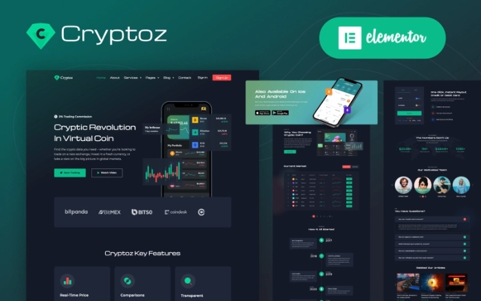 Cryptoz β Cryptocurrency Landing Page Elementor WP Theme 1.0.1