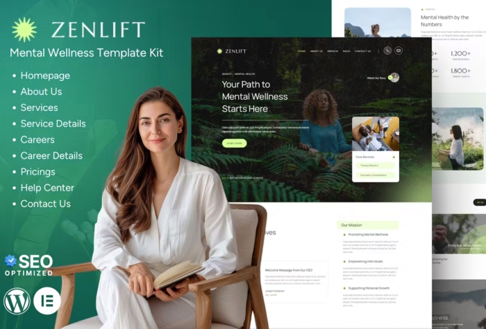 Zenlift - Mental Health Clinic & Consultation Elementor Template Kit 1.0.0
