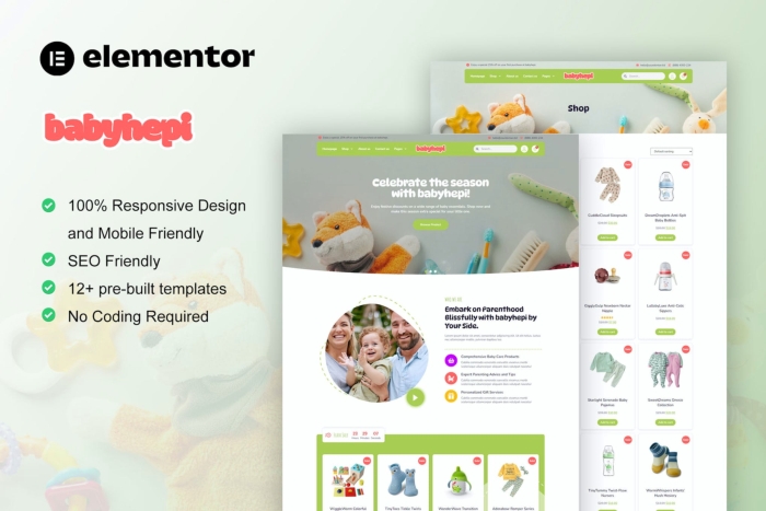 BabyHepi – Kids Store & Baby Shop Elementor Template Kit 1.0.0