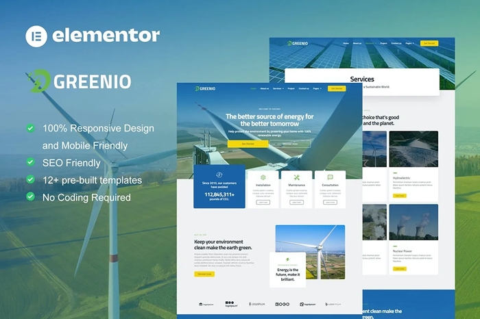 Greenio β Green Energy & Technology Company Elementor Template Kit 1.0.0