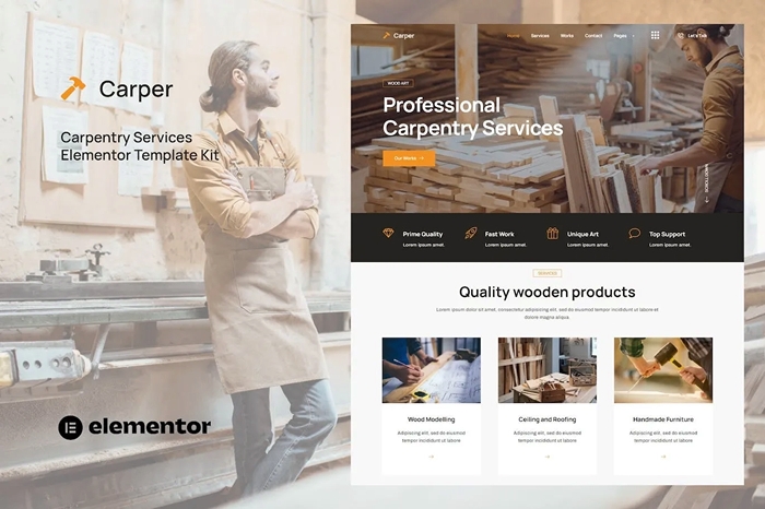 Carper - Carpenter & Craftman Elementor Template Kit 1.0.0