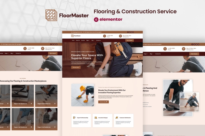 FloorMaster – Flooring & Construction Service Elementor Pro Template Kit 1.0.0