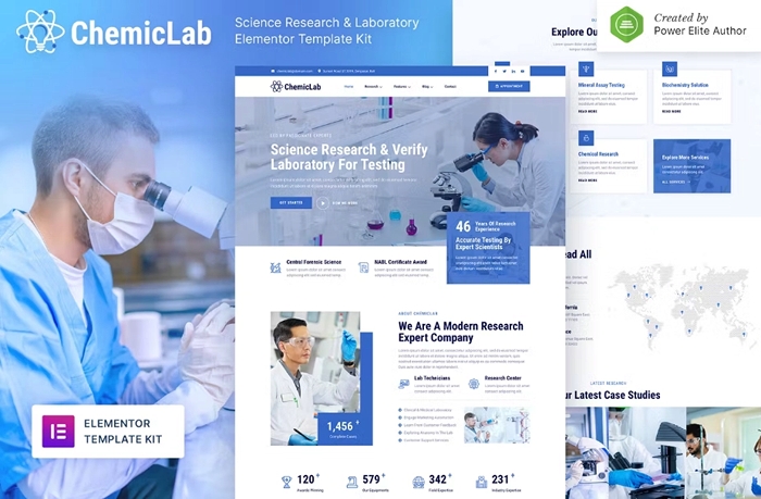 ChemicLab – Science Research & Laboratory Elementor Template Kit 1.0.0