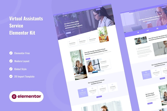 Veha – Virtual Assistant & Administrative Elementor Template Kit 1.0.0
