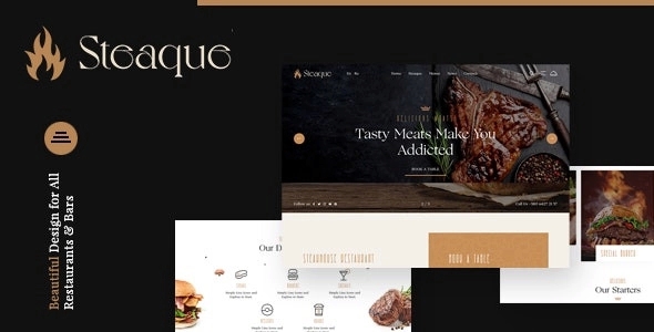 Steaque – Restaurant and Cocktail Bar WP Theme 1.0.0