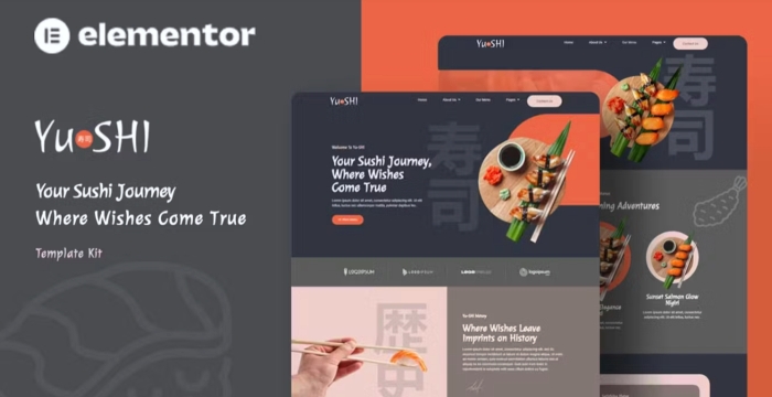Yushi – Sushi Food Elementor Template Kit 1.0.0