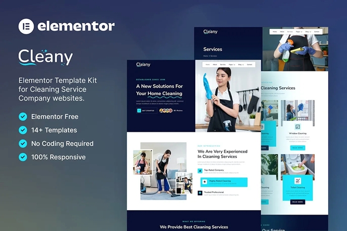 Cleany – Cleaning Service Company Elementor Template Kit 1.0.0