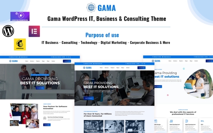 Gama – IT Business and Consulting WordPress Elementor 1.0.0