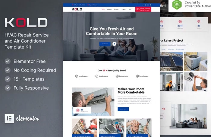 Kold – Air Conditioner & HVAC Repair Service Elementor Template Kit 1.0.0