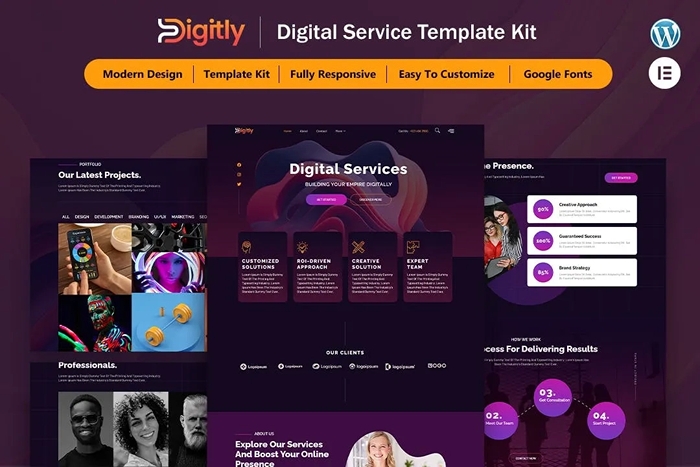 Digitly – Digital Service Agency Elementor Template Kit 1.0.0