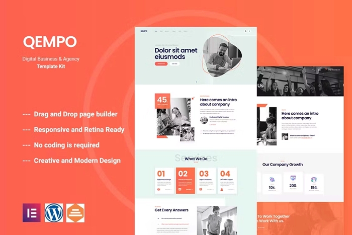 Qempo – Digital Service Agency Elementor Template Kit 1.0.0