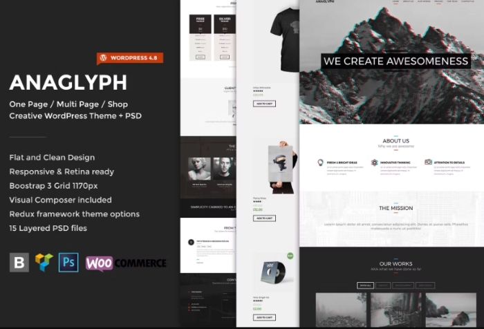 Anaglyph – One page / Multipage WP Theme 4.1