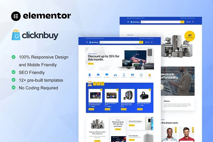 Clicknbuy – Woocommerce Electronic Store Elementor Template Kit 1.0.0