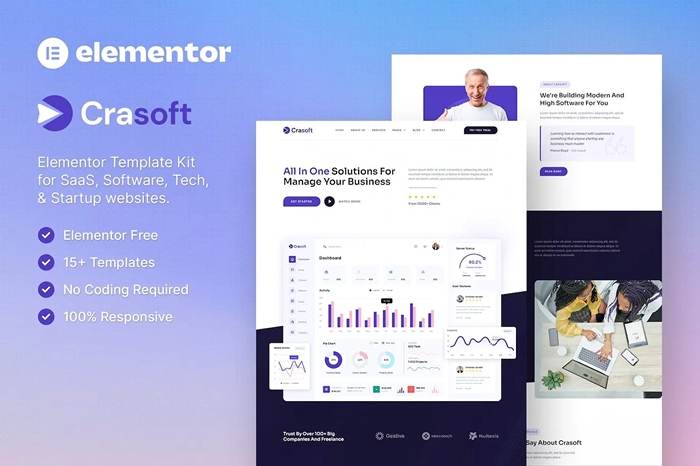 Crasoft – SaaS & Tech Startup Company Elementor Template Kit 1.0.0