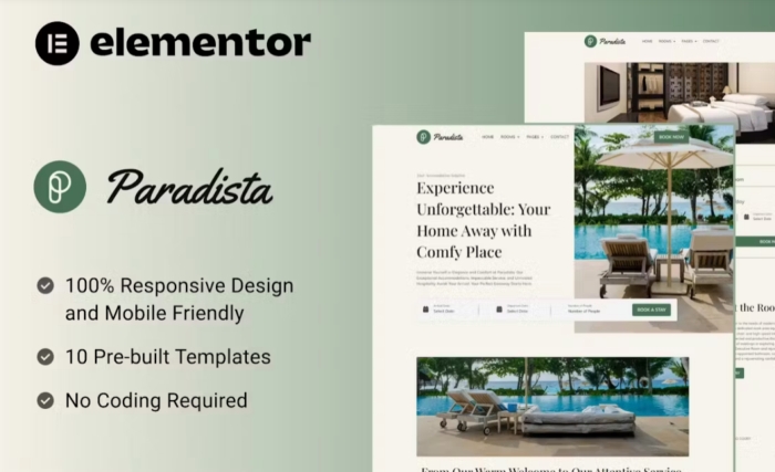 Paradista – Luxurious Accommodation Elementor Template Kit 1.0.0