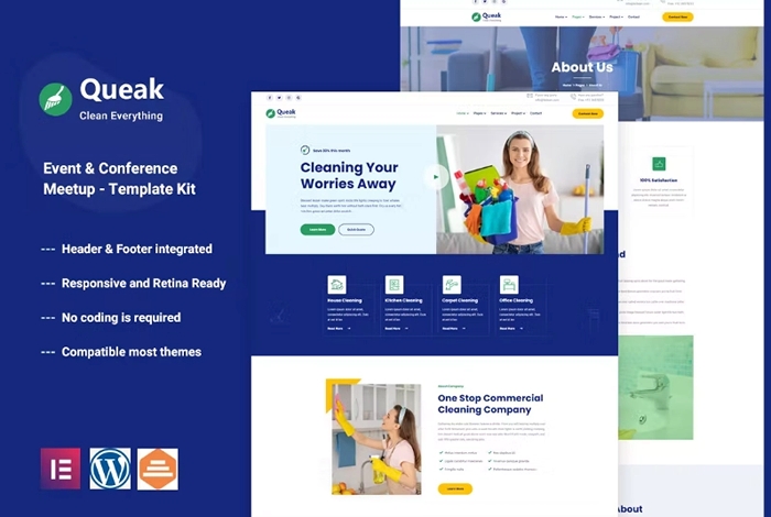 Queak - Cleaning Service Elementor Template Kit 1.0.0