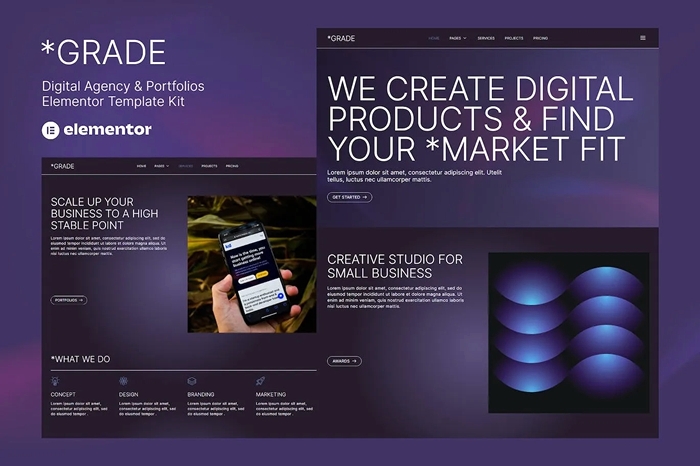 Grade – Creative Agency & Portfolios Elementor Template Kit 1.0.0