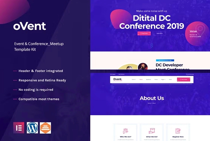 Ovent – Event Conference & Meetup Elementor Template Kit 1.0.0