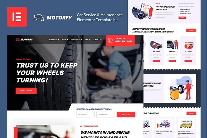 Motorfy – Car Service & Maintenance Elementor Template Kit 1.0.0