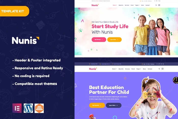 Nunis – Kindergarten Elementor Template Kit 1.0.0