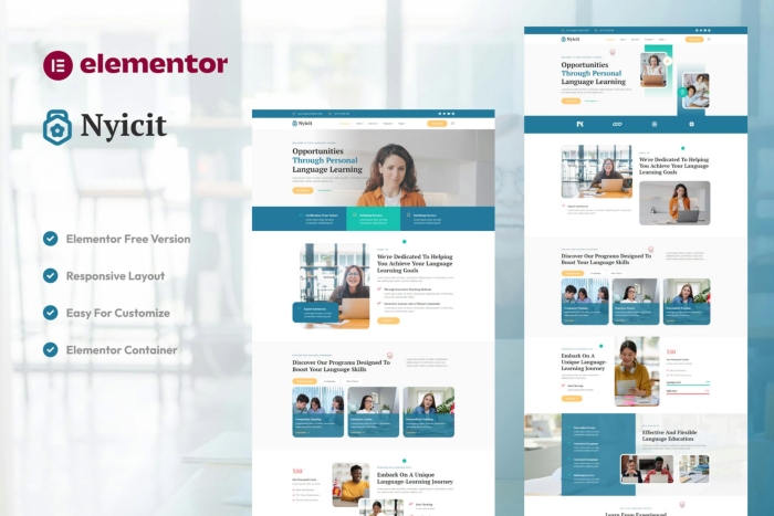 Nyicit – Language Course & Learning Center Elementor Template kit 1.0.0