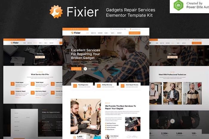 Fixier - Gadgets & Electronics Repair Services Elementor Template Kit 1.0.0