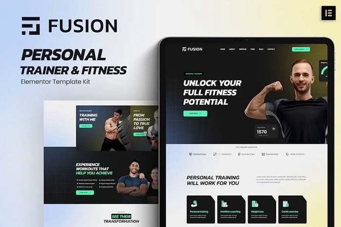 Fusion – Personal Trainer & Fitness Elementor Template Kit 1.0.0