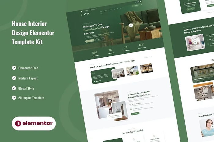 Intre β House Interior Design Service Elementor Template Kit 1.0.0