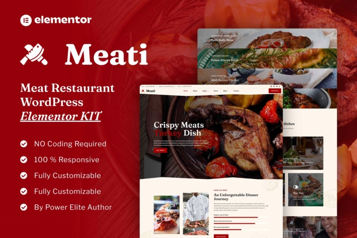 Meati – Meat Restaurant Elementor Template Kit 1.0.0