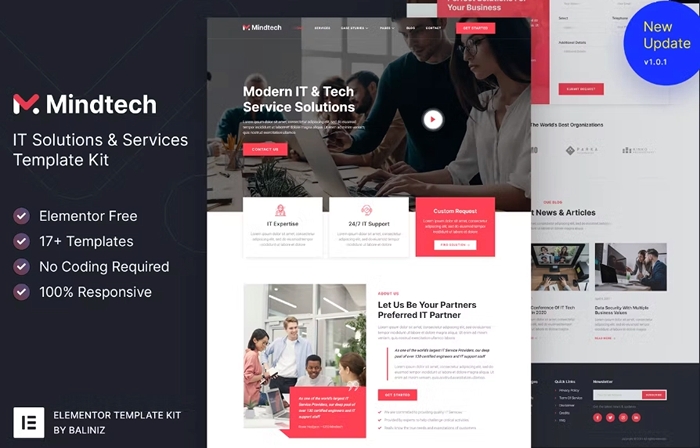 Mindtech – IT Solutions & Services Company Elementor Template Kit 1.0.0