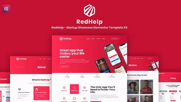 RedHelp – Startup Showcase Elementor Template Kit 1.0.0