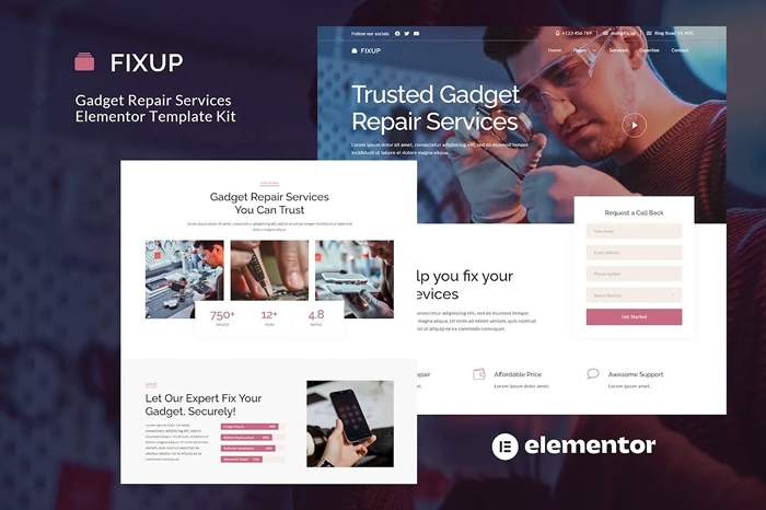FixUp – Gadget Repair Services Elementor Template Kit 1.0.0