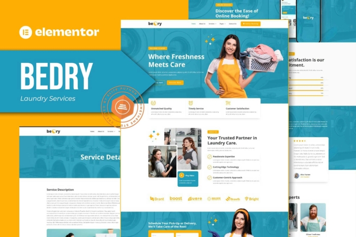 Bedry - Laundry Services Elementor Pro Template Kit 1.0.0