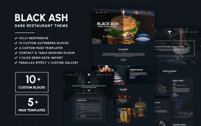Black Ash – Dark Restaurant WordPress Theme 1.0.3