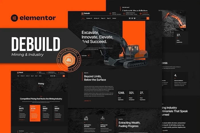 Debuild – Mining & Industry Elementor Pro Template Kit 1.0.0