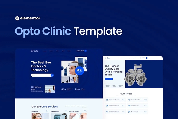 Opto - Eye Care Center Elementor Pro Template Kit 1.0.0