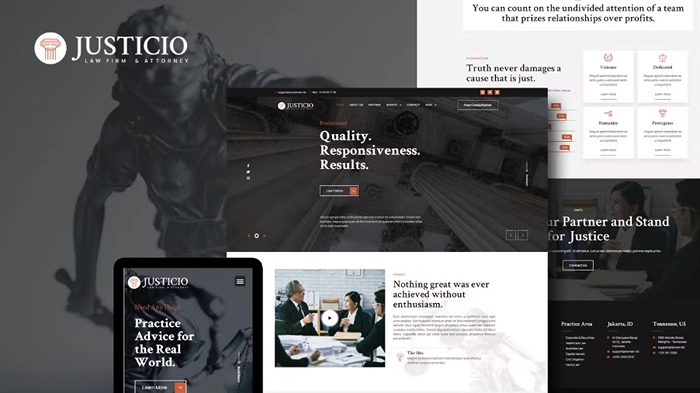 Justicio β Law Firm & Attorney Elementor Template Kit 1.0.0