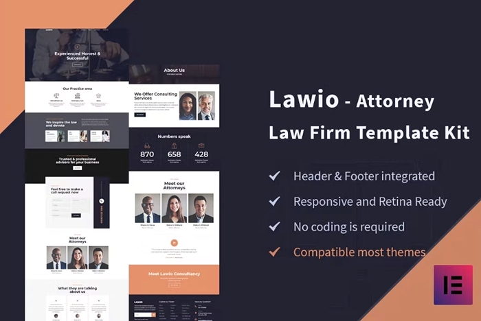 Lawio – Attorney Law Firm Elementor Template Kit 1.0.0