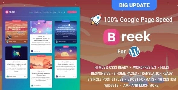 Breek – Minimal Lightweight Masonry AMP Theme 4.1.0