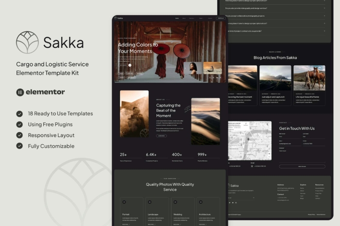 Sakka – Photography Service & Portfolio Elementor Template Kit 1.0.0