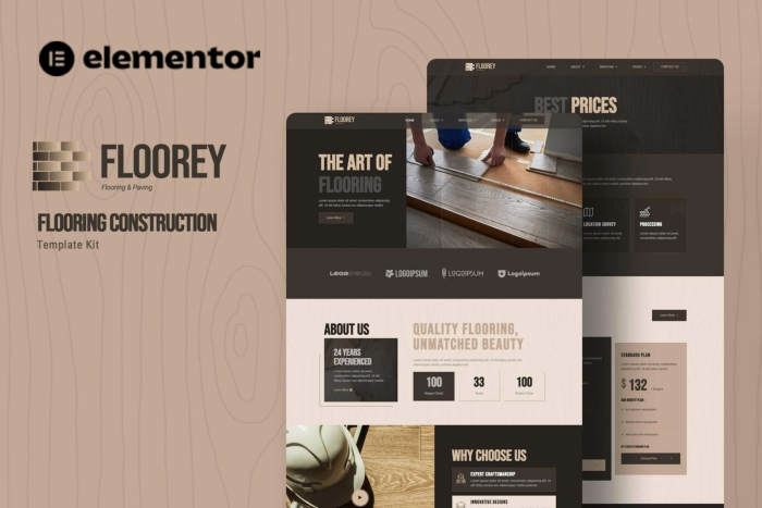 Floorey – Flooring Construction Elementor Template Kit 1.0.0