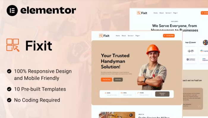 Fixit β Handyman Services Elementor Template Kit 1.0.0